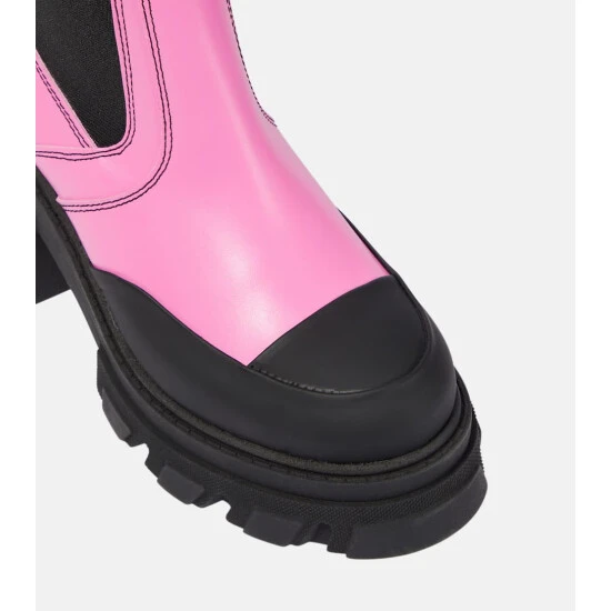 Ganni Leather Chelsea Ankle Boots - Image 5