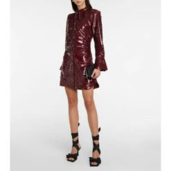 Ganni Sequined Ruched Shirt Dress