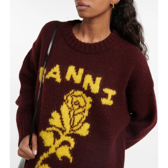 Ganni Oversized Logo Wool Sweater Dress - Image 3