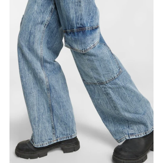 Ganni Crinkled Angi Cargo Jeans - Image 4