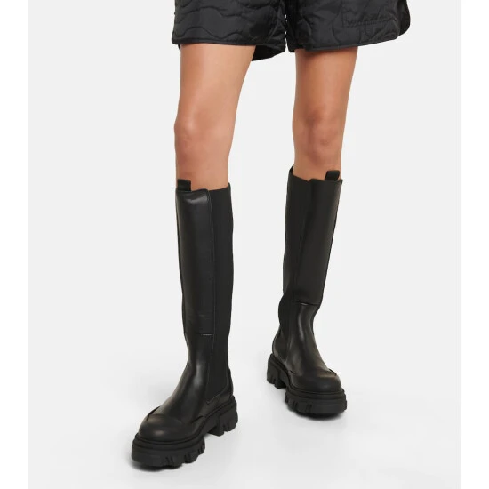 Ganni Leather Knee-high Boots - Image 3