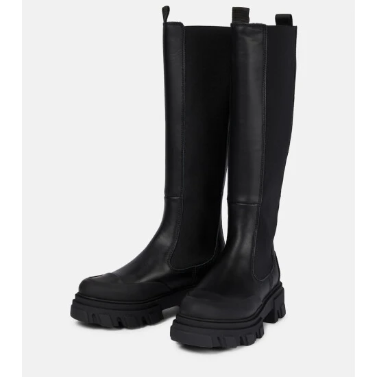 Ganni Leather Knee-high Boots - Image 4