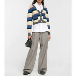 Ganni Striped Alpaca Wool-blend Cardigan