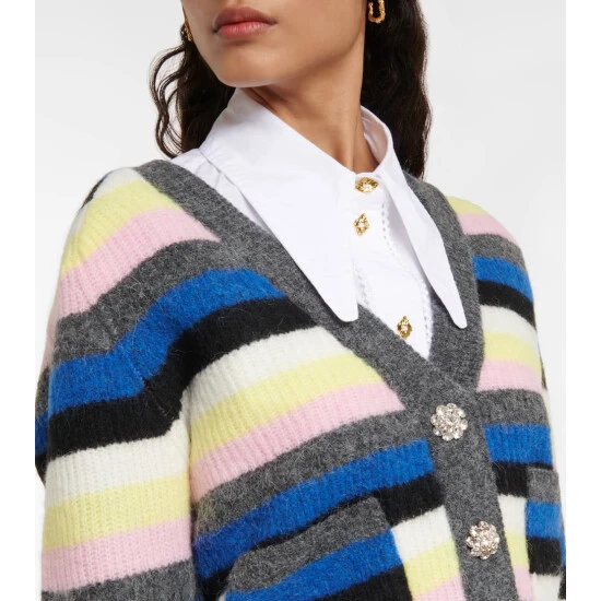 Ganni Striped Alpaca Wool-blend Cardigan - Image 3