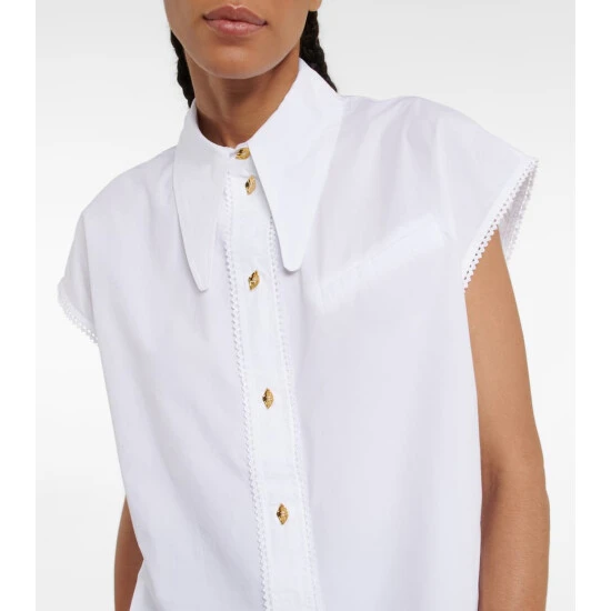 Ganni Lace-trimmed Cotton Poplin Top - Image 3
