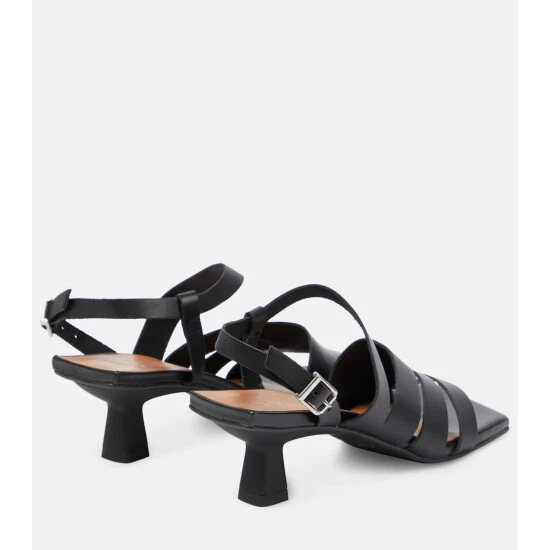 Ganni Buckled Leather Sandals - Image 2