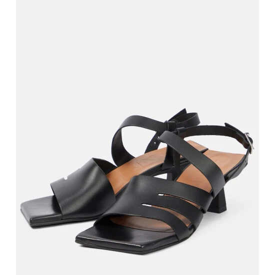 Ganni Buckled Leather Sandals - Image 4