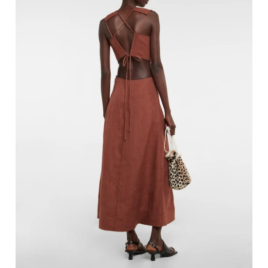 Ganni Embellished Hemp Midi Dress - Image 2