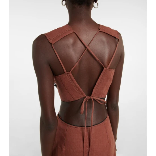 Ganni Embellished Hemp Midi Dress - Image 4