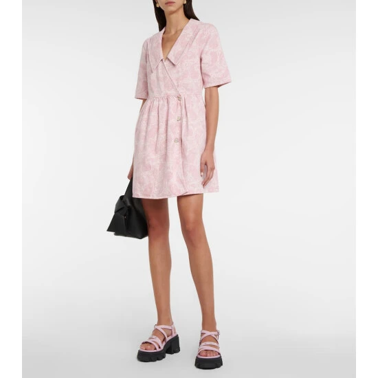 Ganni Paisley Denim Wrap Minidress