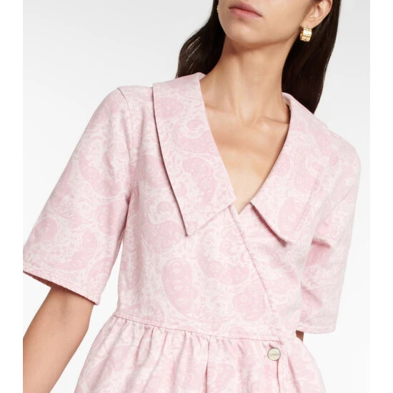 Ganni Paisley Denim Wrap Minidress - Image 2