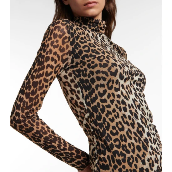 Ganni Leopard-print High-neck Top - Image 4