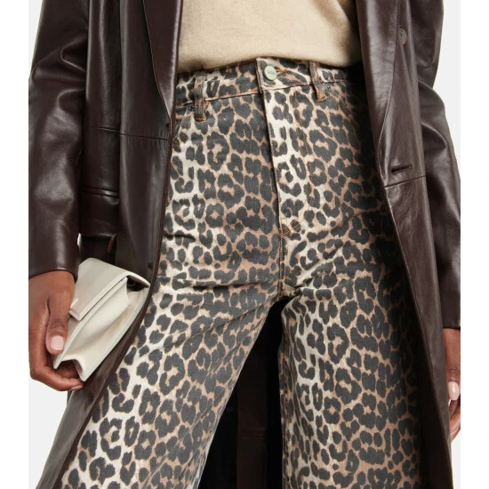 Ganni Stary Leopard-print Barrel-leg Jeans - Image 3