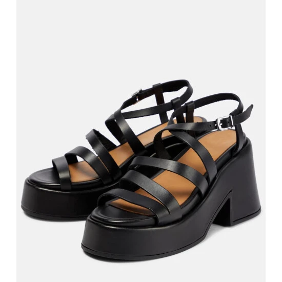 Ganni Platform Leather Sandals - Image 4