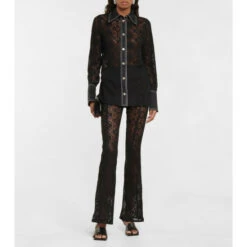 Ganni High-rise Lace Flared Pants