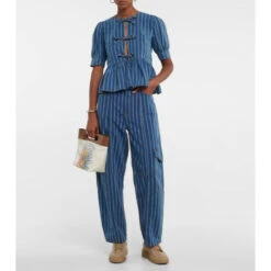 Ganni High-rise Striped Cargo Pants