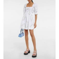 Ganni Floral Cotton Poplin Minidress