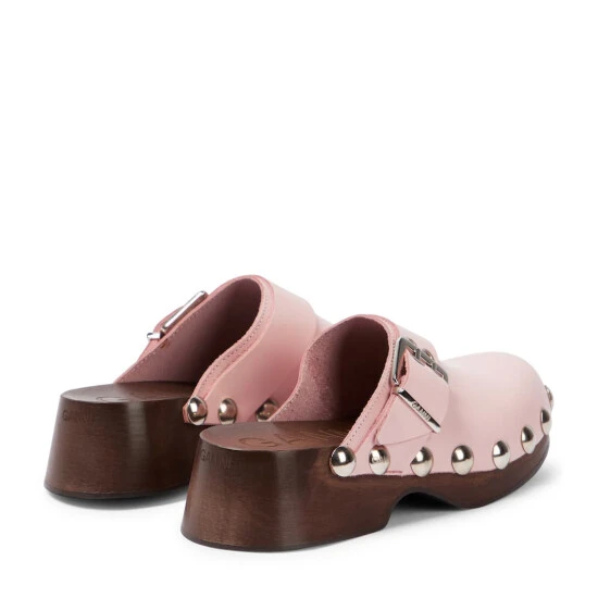 Ganni Buckled Leather Clogs - Image 2
