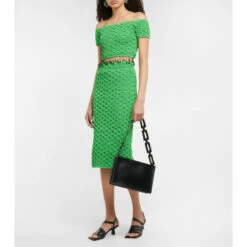 Ganni Smocked Off-shoulder Satin Top