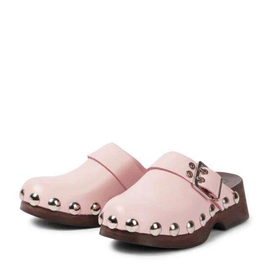 Ganni Buckled Leather Clogs - Image 4