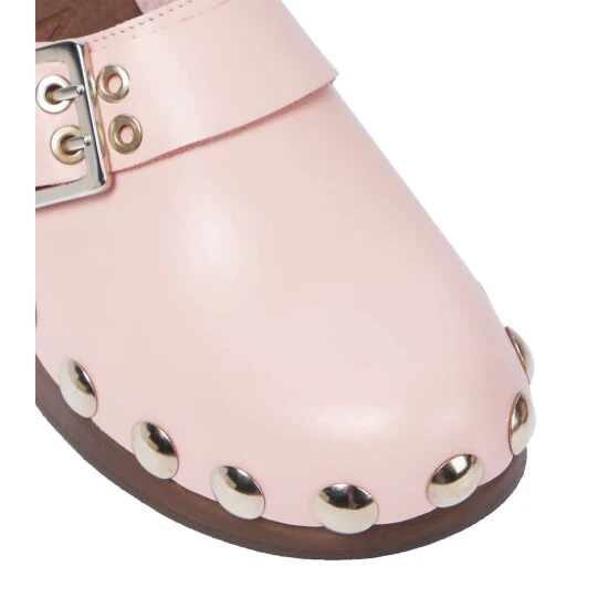 Ganni Buckled Leather Clogs - Image 5