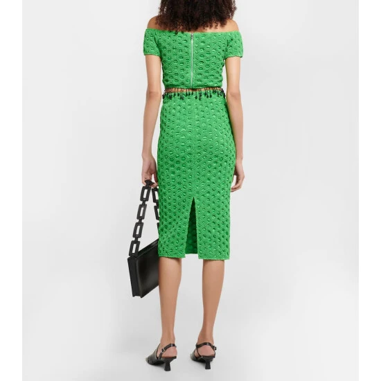 Ganni Smocked Off-shoulder Satin Top - Image 2