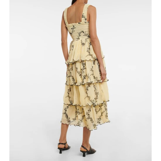 Ganni Floral Pleated Georgette Midi Dress - Image 2