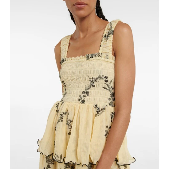 Ganni Floral Pleated Georgette Midi Dress - Image 3