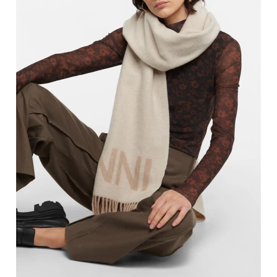 Ganni Fringed Wool Scarf - Image 2