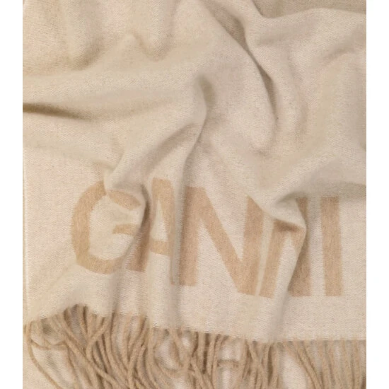 Ganni Fringed Wool Scarf - Image 4