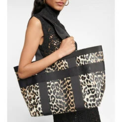 Ganni Leopard-print Canvas Tote Bag