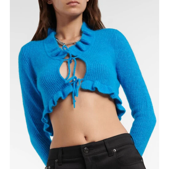 Ganni Wool-blend Ruffle-trimmed Cardigan - Image 3