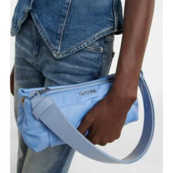 Ganni Leather-trimmed Shoulder Bag