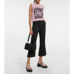 Ganni Logo Wool-blend Sweater Vest