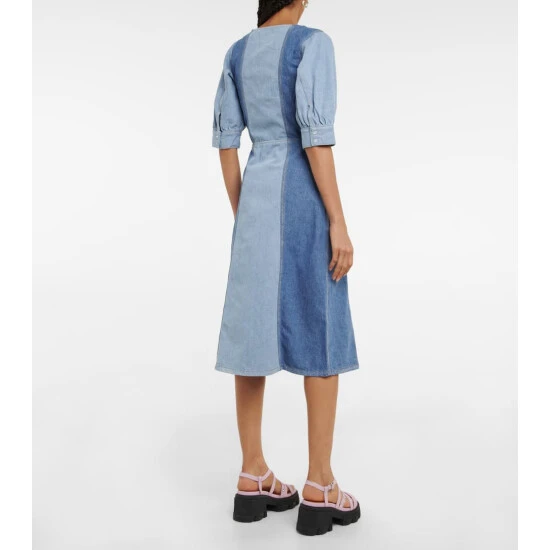 Ganni Paneled Scoop-neck Midi Dress - Image 2