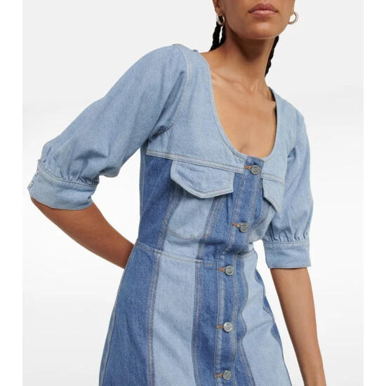 Ganni Paneled Scoop-neck Midi Dress - Image 3