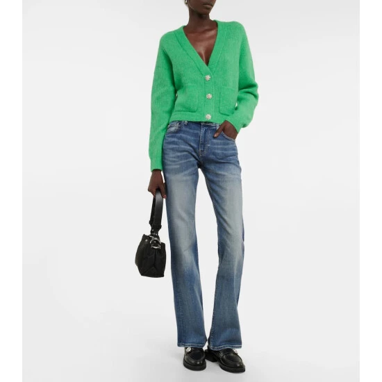 Ganni Embellished Ribbed-knit Cardigan