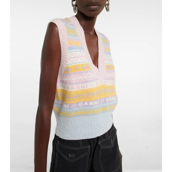 Ganni Logo Intarsia Sweater Vest - Image 3